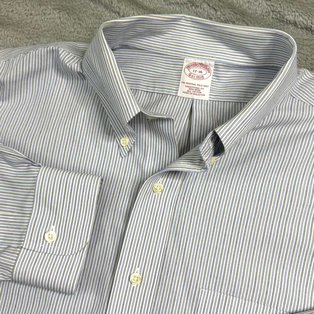 Brooks Brothers Men's Dress Shirt‎ Size 17 XL All Cotton Striped
